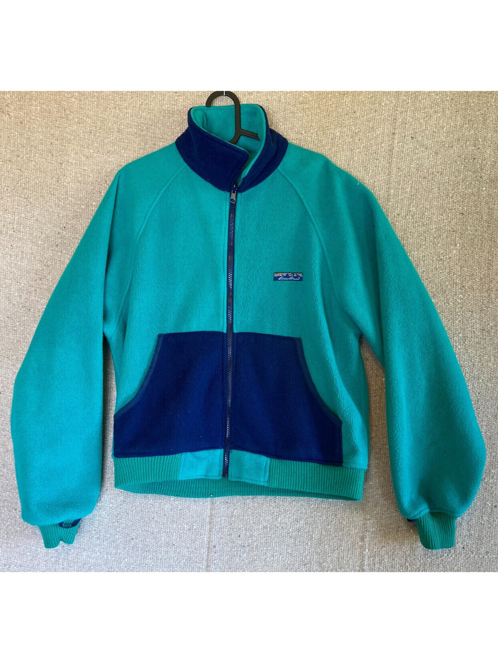 Vintage Eddie Bauer Pullover Fleece Mens Size Medium Teal Blue Full Zip